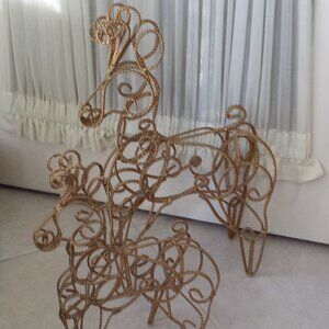 2 Gold Braided Wrought Iron Indoor Deer